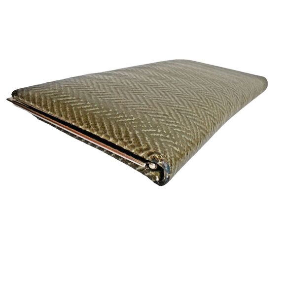 Lodis Chevron Pattern Gold Brown Framed  Metallic Leather Clutch Organizer - Picture 7 of 12